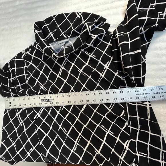 Habitat Womens Drape Collar Diamond Print Pullover Top Large Black/White Casual - Picture 7 of 9